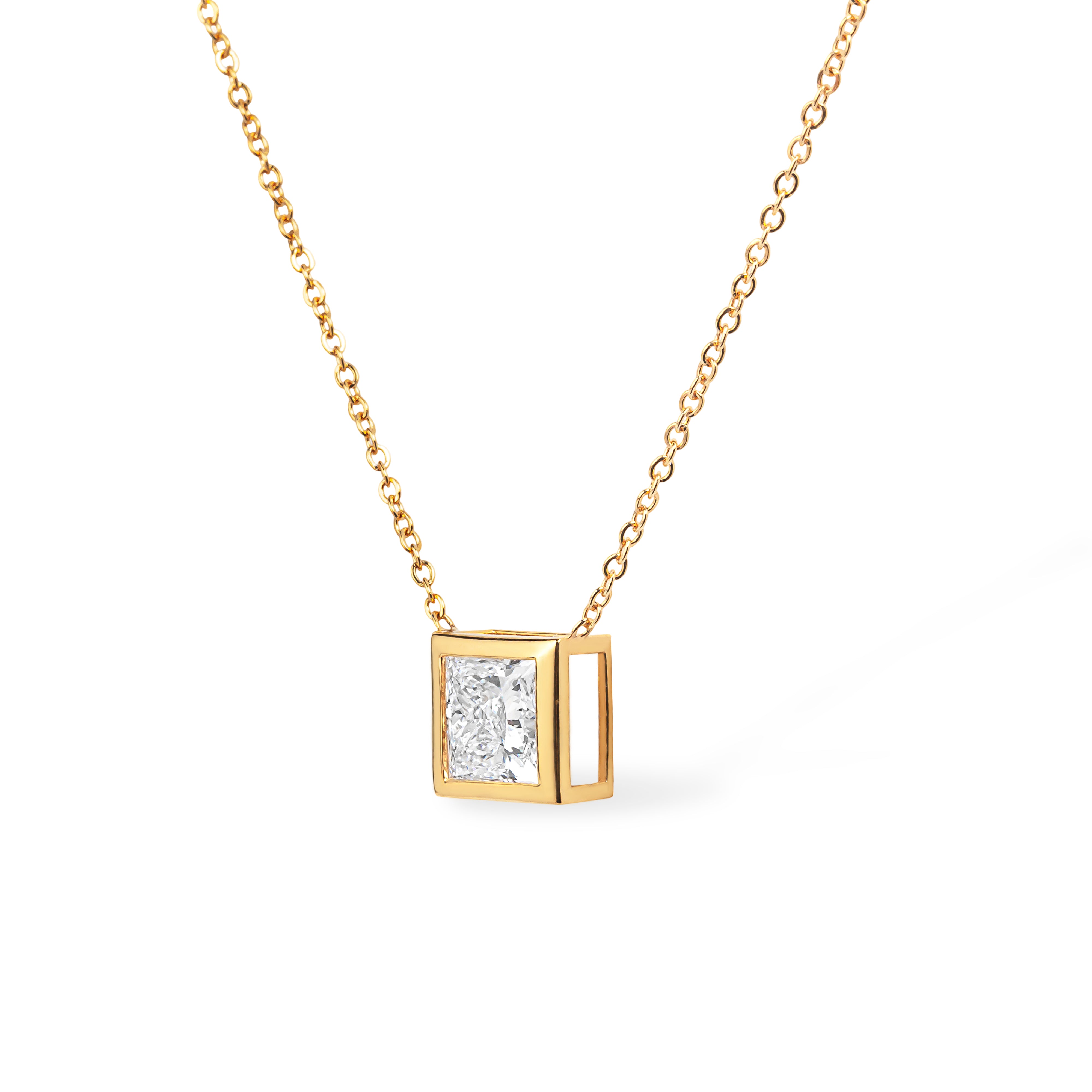 The Geometric Necklace 2ct “Princess cut”