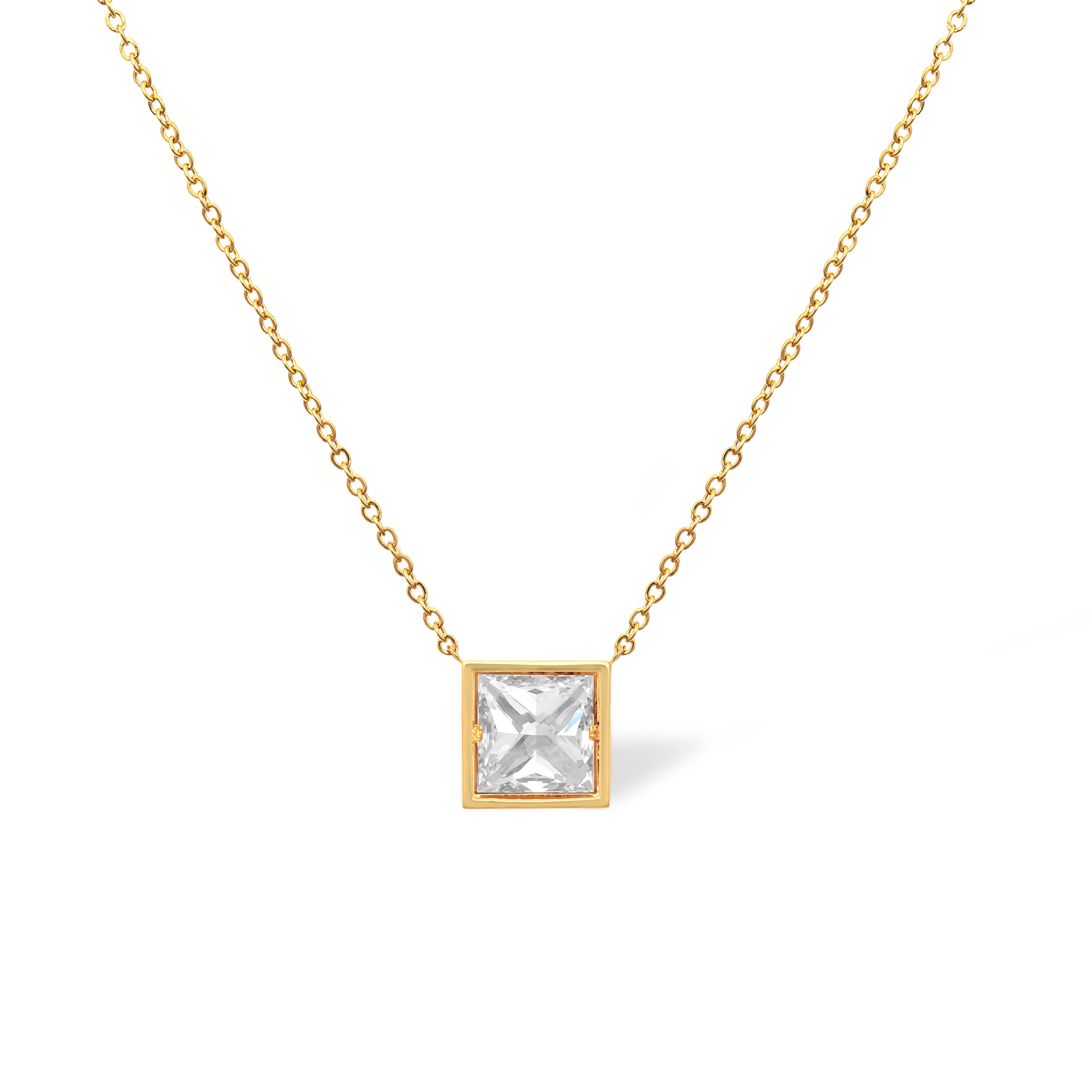 The Geometric Necklace 2ct “Princess cut”